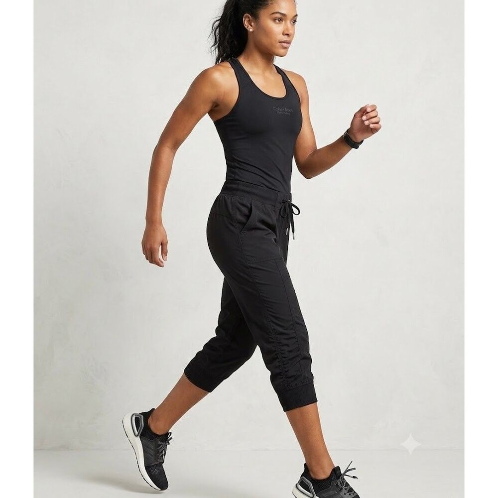 Calvin Klein Performance Black Lightweight Drawstring Jogger Capri Stretch XS